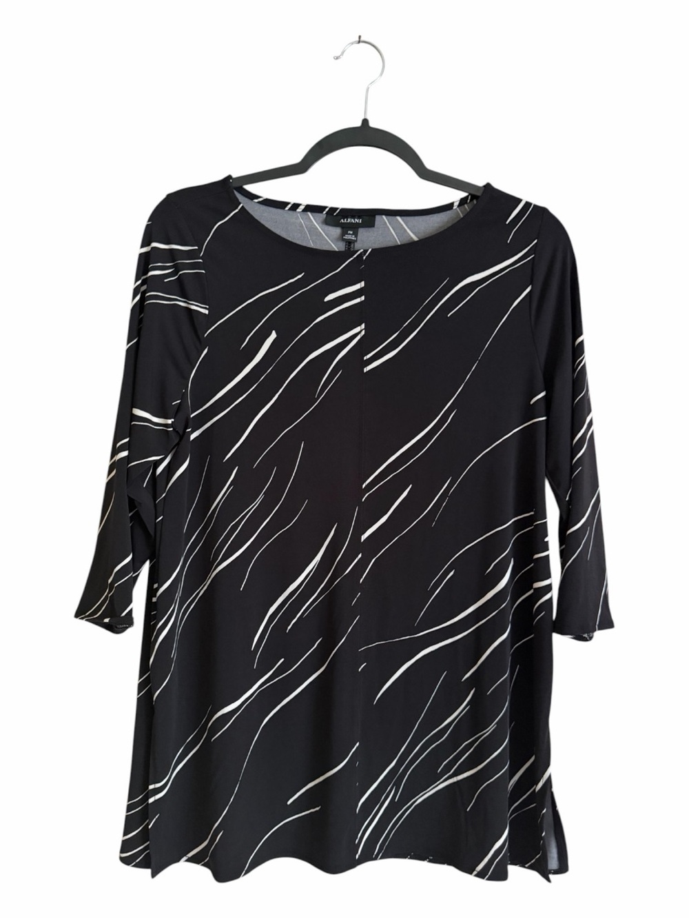 Alfani Black & White Abstract Stripe Tunic